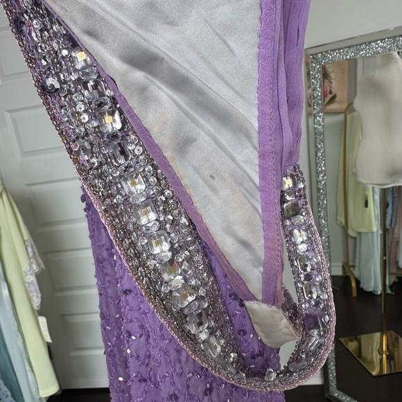 Vintage 100% silk Elegant Purple Gown crystal fairycore luxury glam 4 prom - Picture 15 of 15